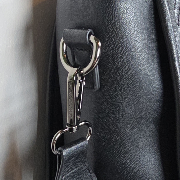 Valentino Orlandi Women's Quilted Black Vegan Leather Satchel Handbag New - Picture 5 of 16